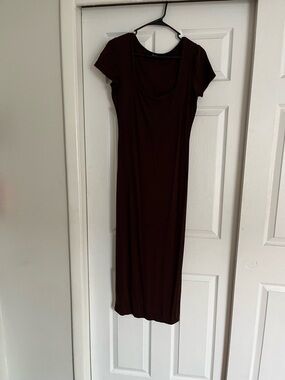See You Monday Women's Short-Sleeve Maxi Dress Brown